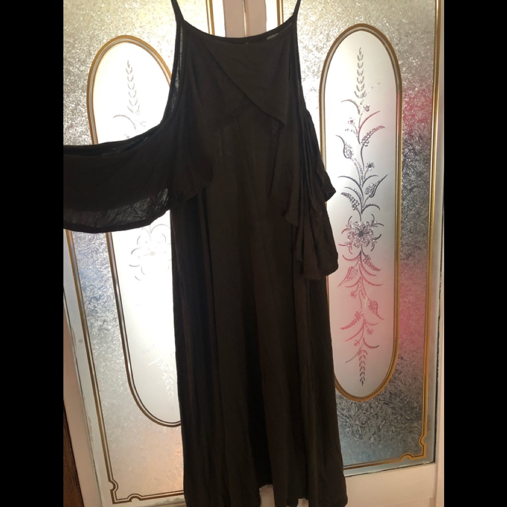 Navy green off the shoulder dress